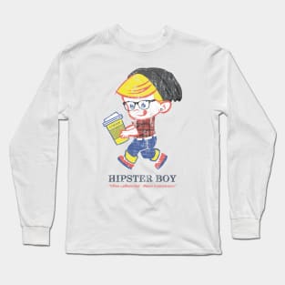 Hipster Boy distressed vintage - Parody illustration Long Sleeve T-Shirt